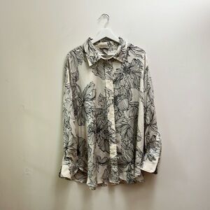 H&M Black and White Floral Blouse